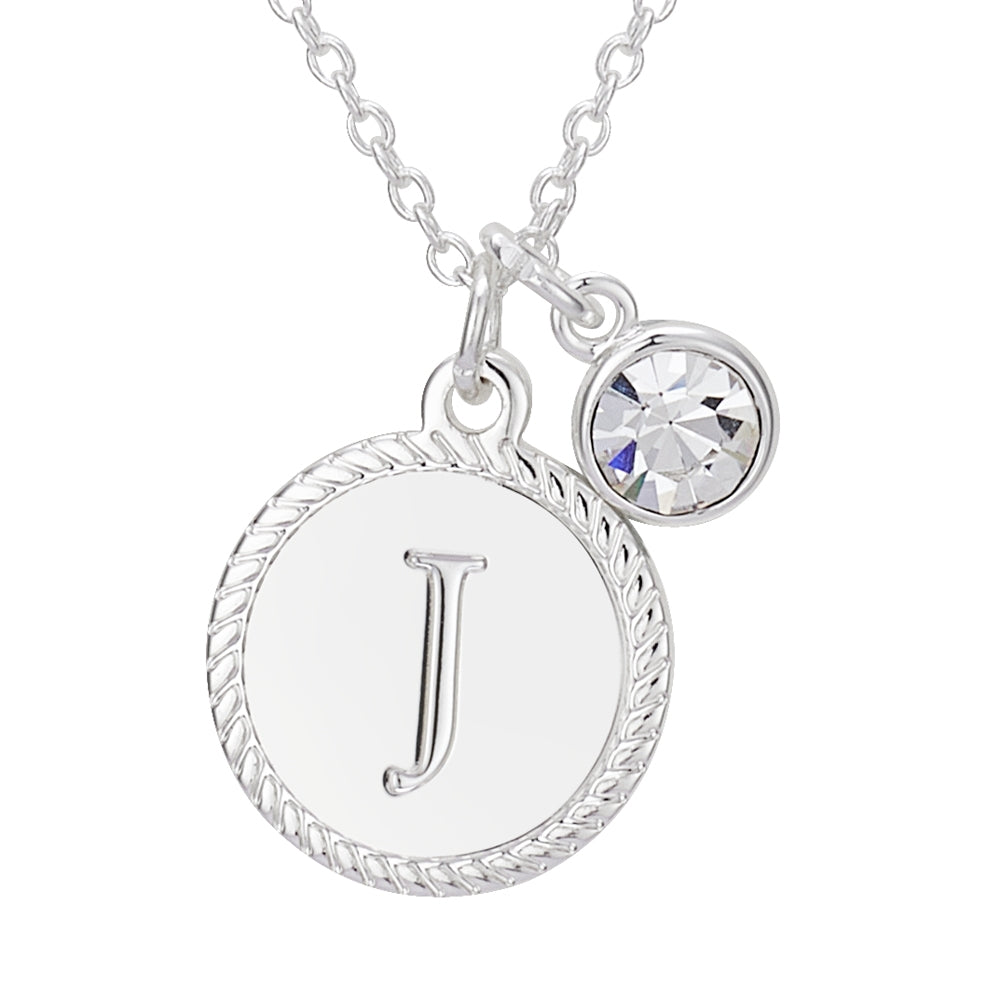Karma Silver Letter Coin Necklace