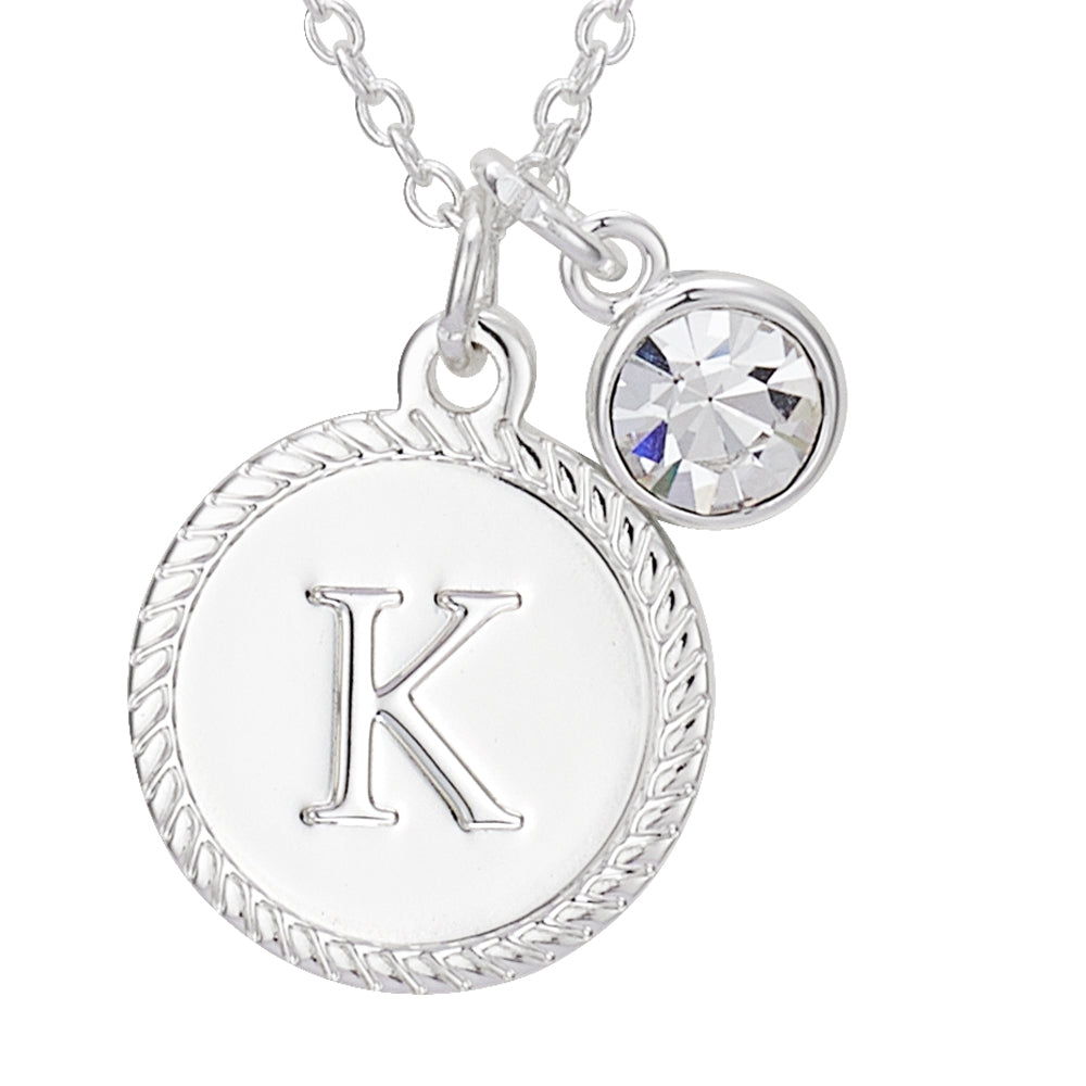 Karma Silver Letter Coin Necklace