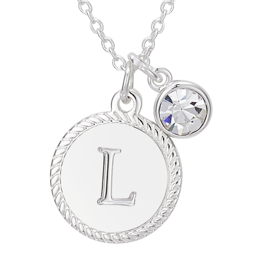 Karma Silver Letter Coin Necklace