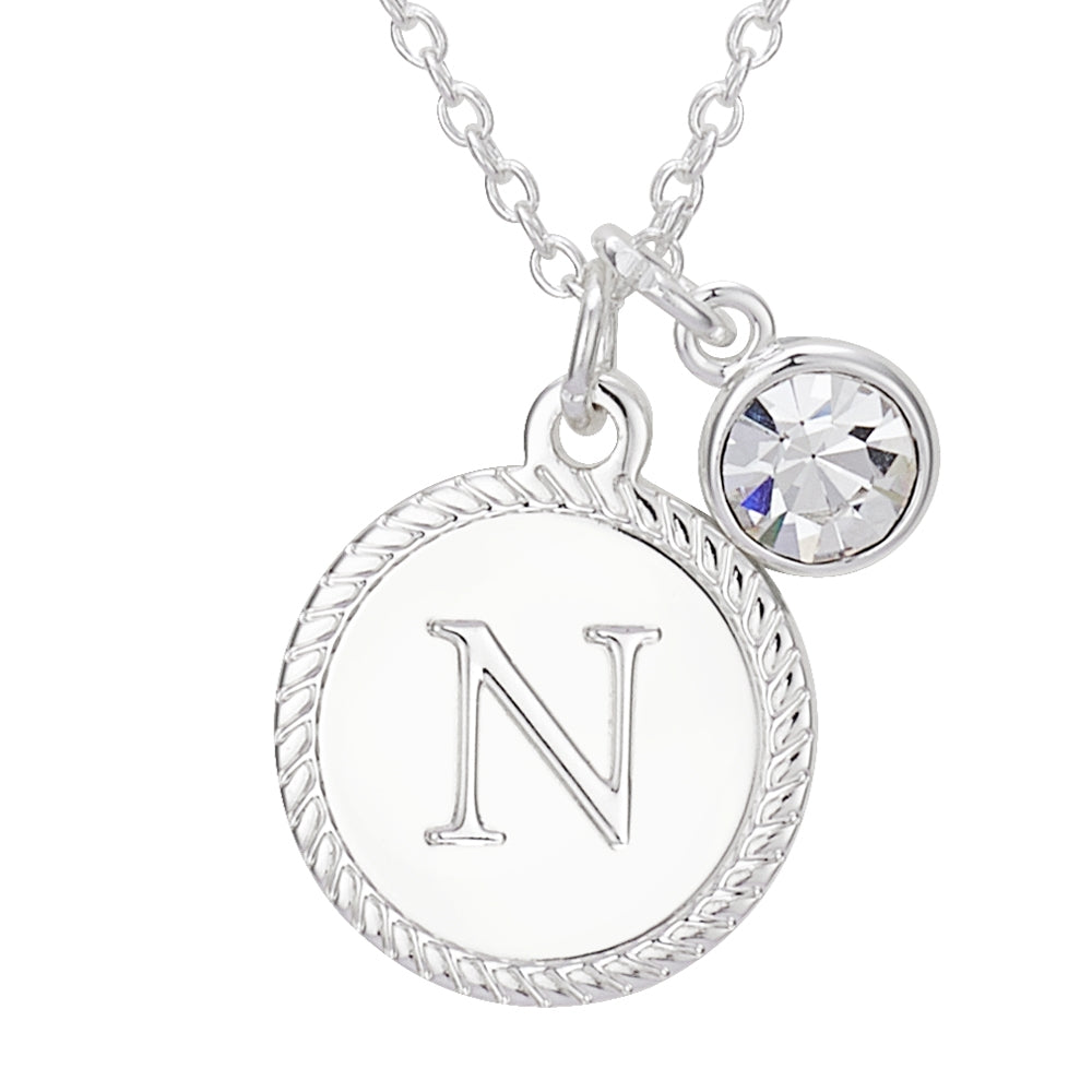 Karma Silver Letter Coin Necklace