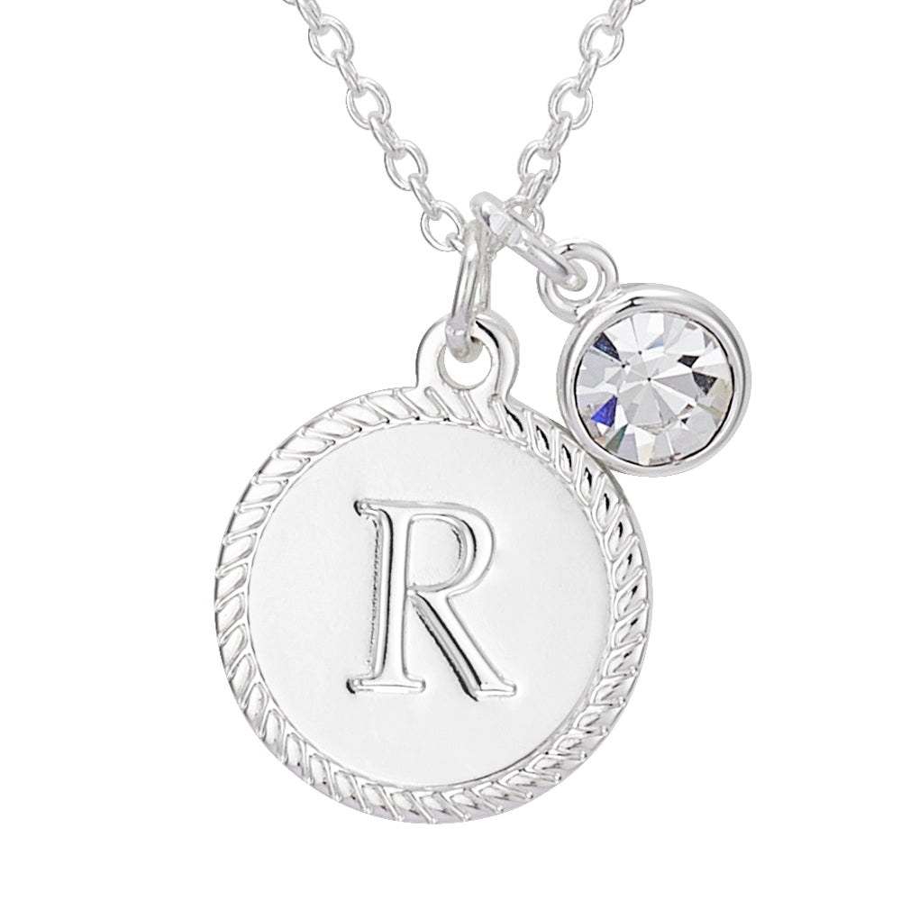Karma Silver Letter Coin Necklace