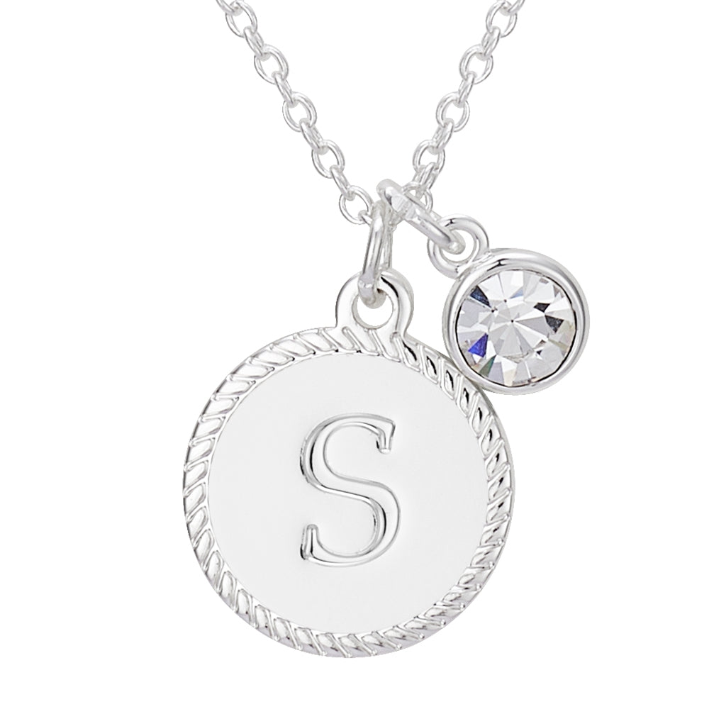 Karma Silver Letter Coin Necklace