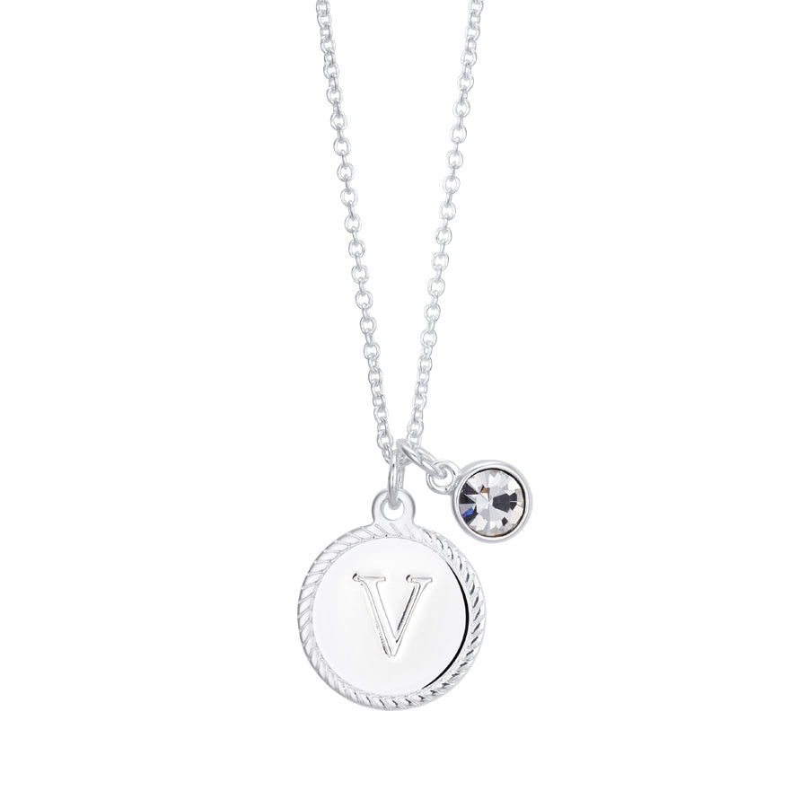 Karma Silver Letter Coin Necklace