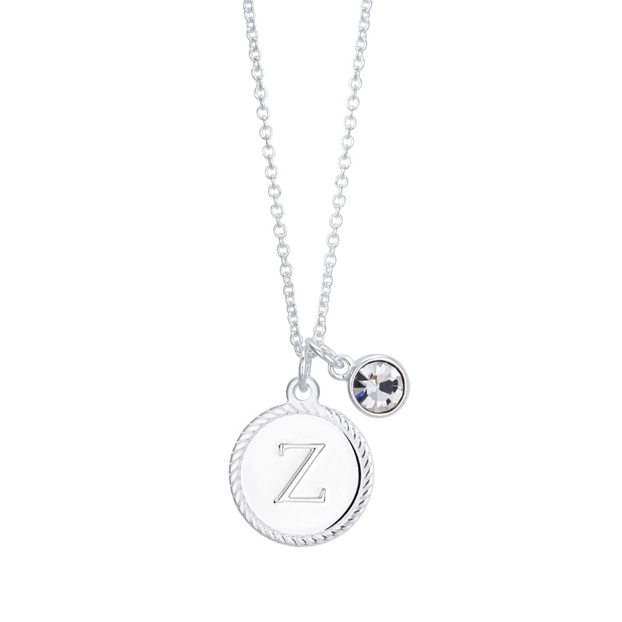 Karma Silver Letter Coin Necklace