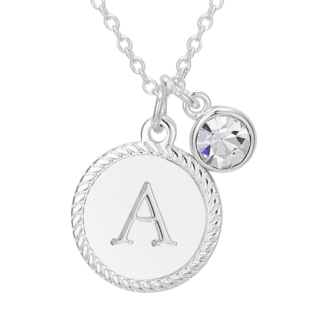 Karma Silver Letter Coin Necklace