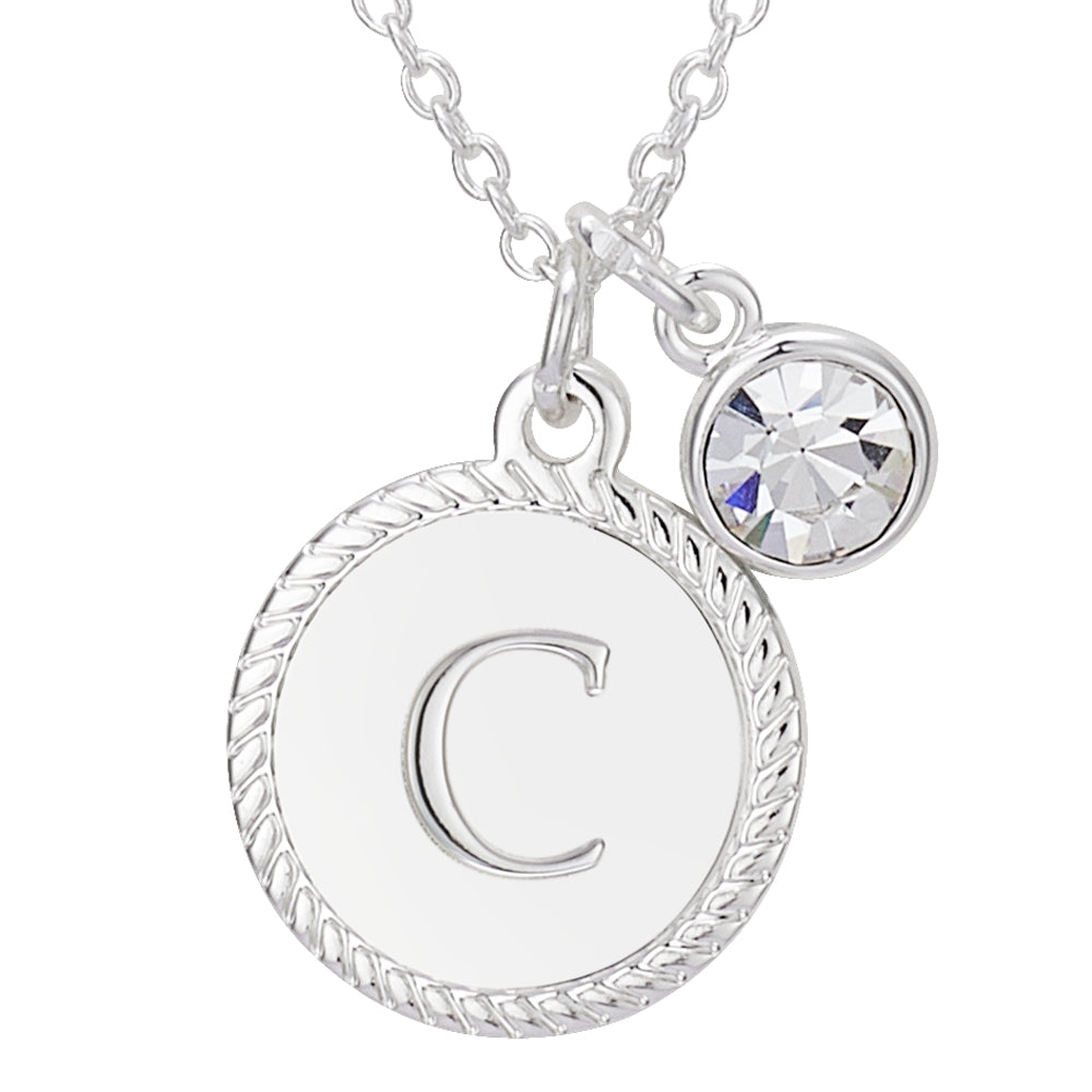 Karma Silver Letter Coin Necklace