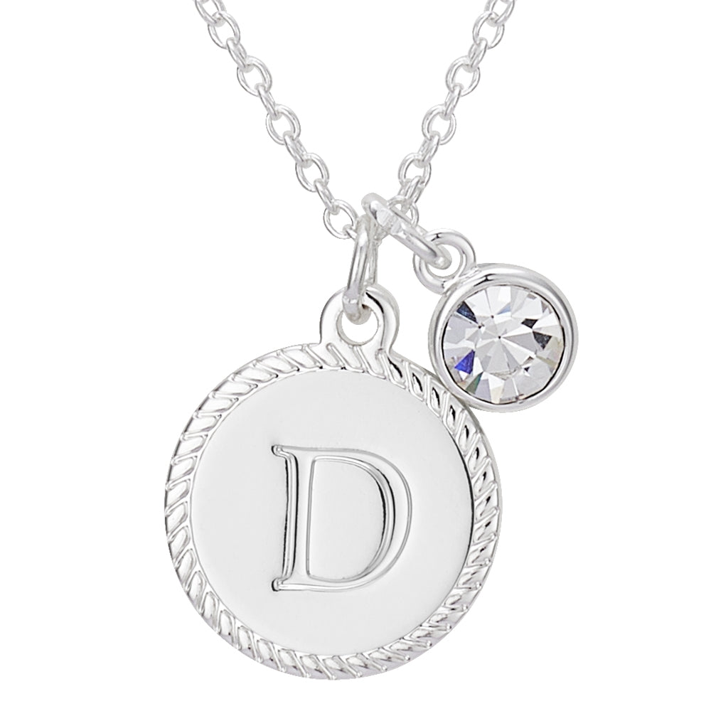 Karma Silver Letter Coin Necklace