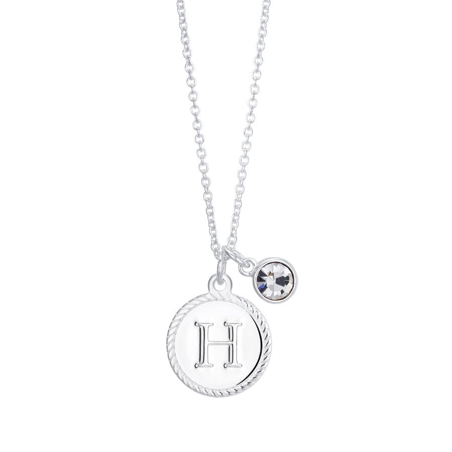 Karma Silver Letter Coin Necklace