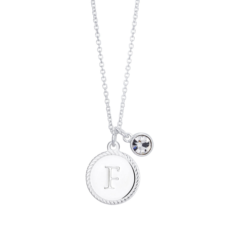 Karma Silver Letter Coin Necklace