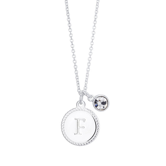 Karma Silver Letter Coin Necklace
