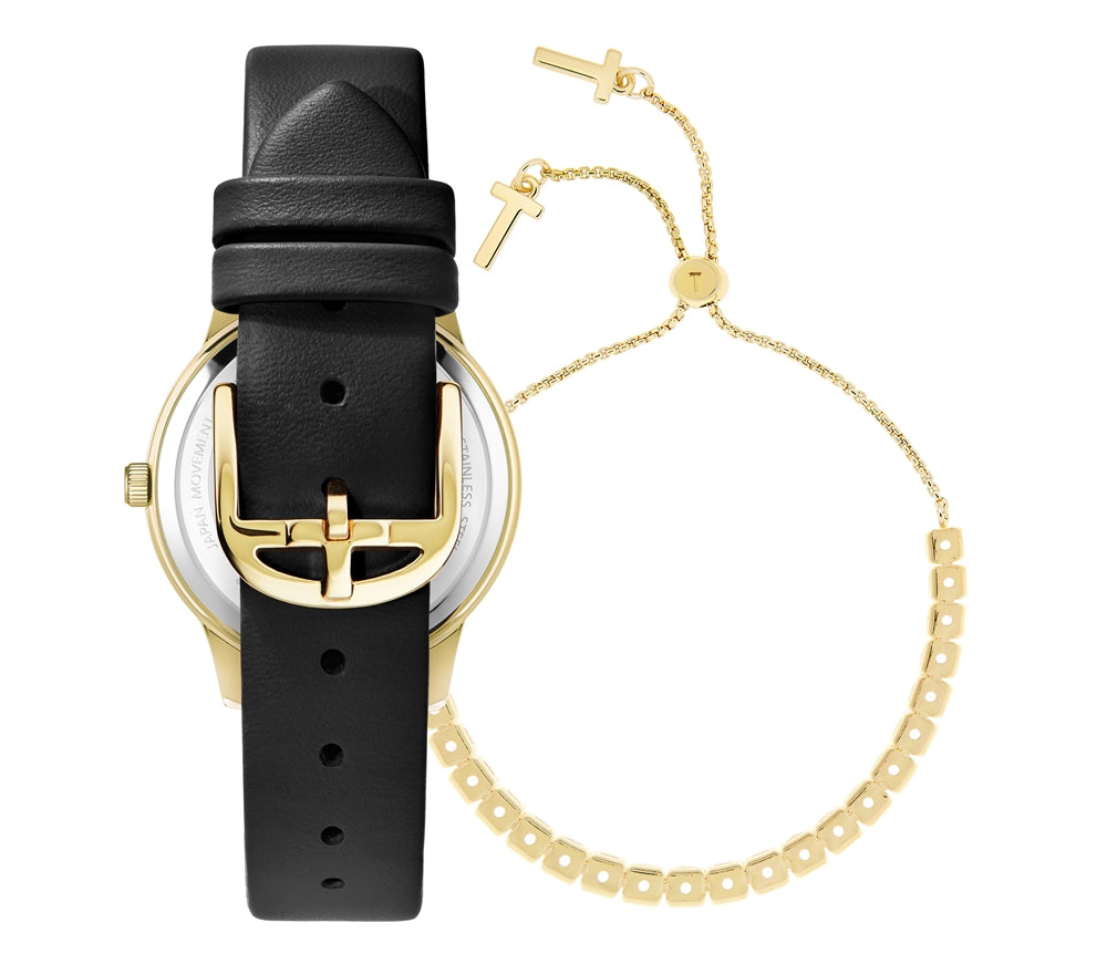 Ted Baker Black + Gold Crystal Stars Watch Gift Set