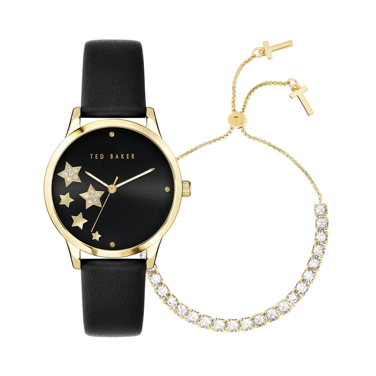 Ted Baker Black + Gold Crystal Stars Watch Gift Set