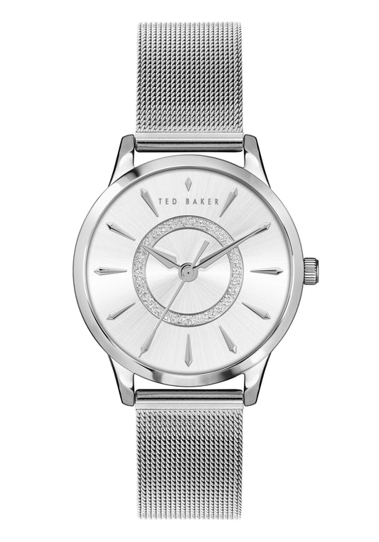 Ted Baker Silver Glitter Mesh Watch