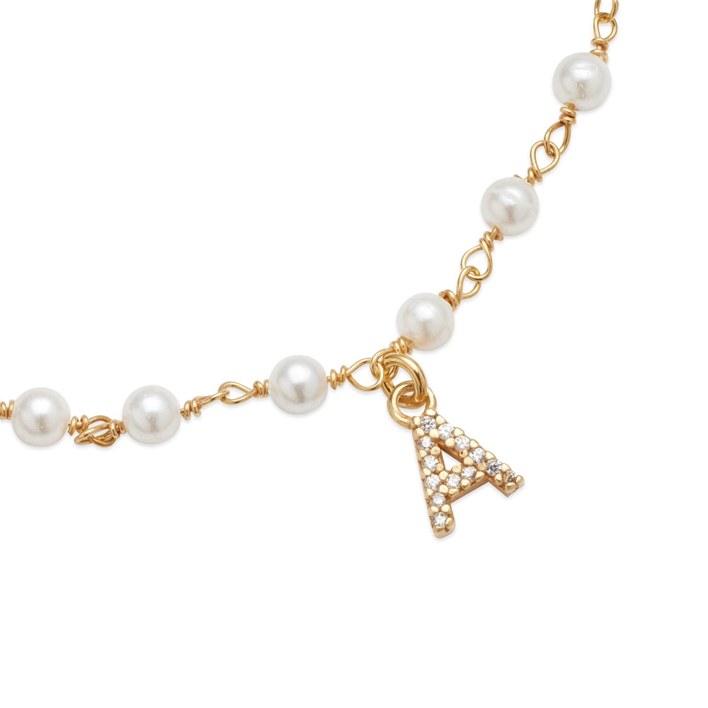 Argento Gold Letter Pearl Bracelet