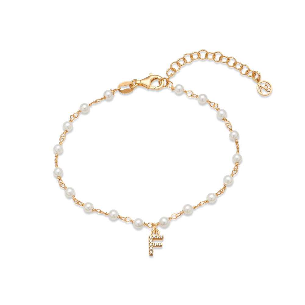Argento Gold Letter Pearl Bracelet