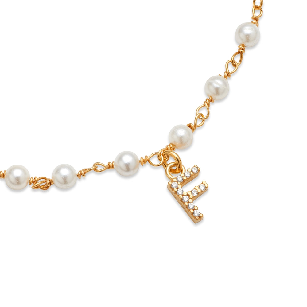 Argento Gold Letter Pearl Bracelet