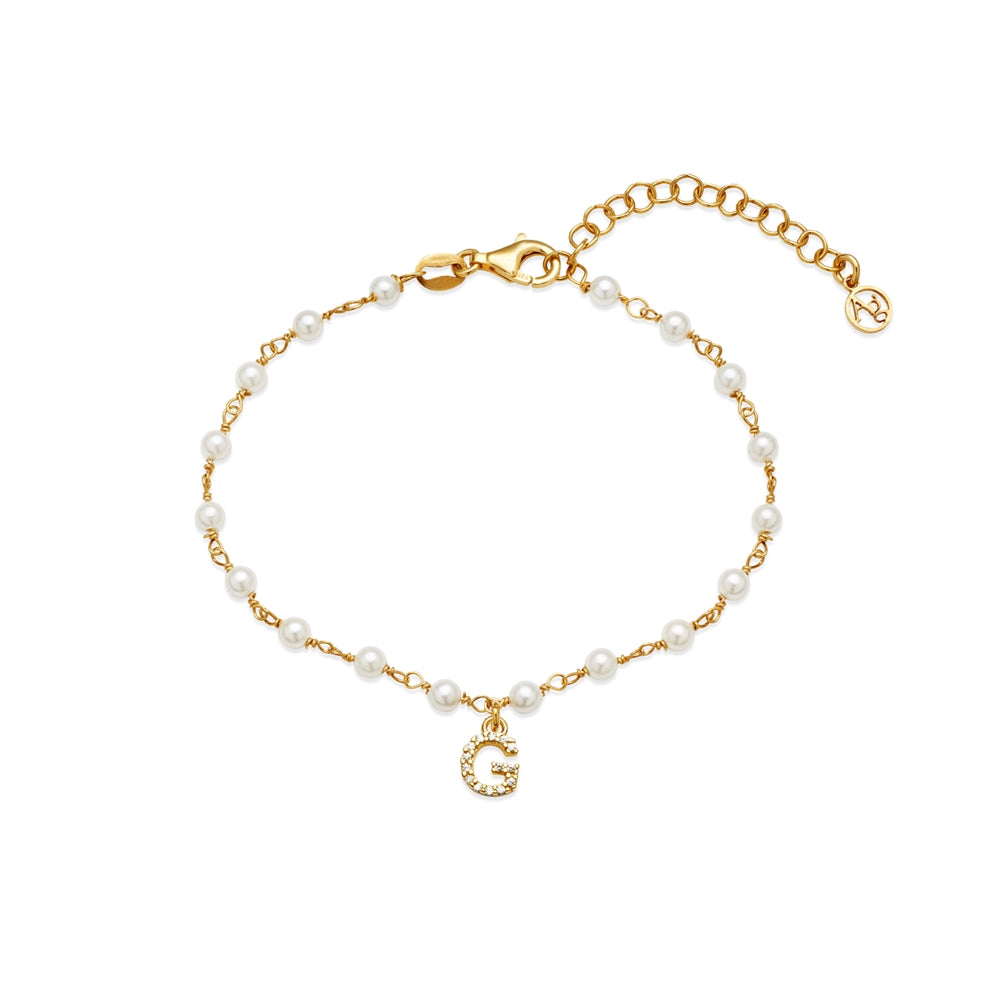 Argento Gold Letter Pearl Bracelet