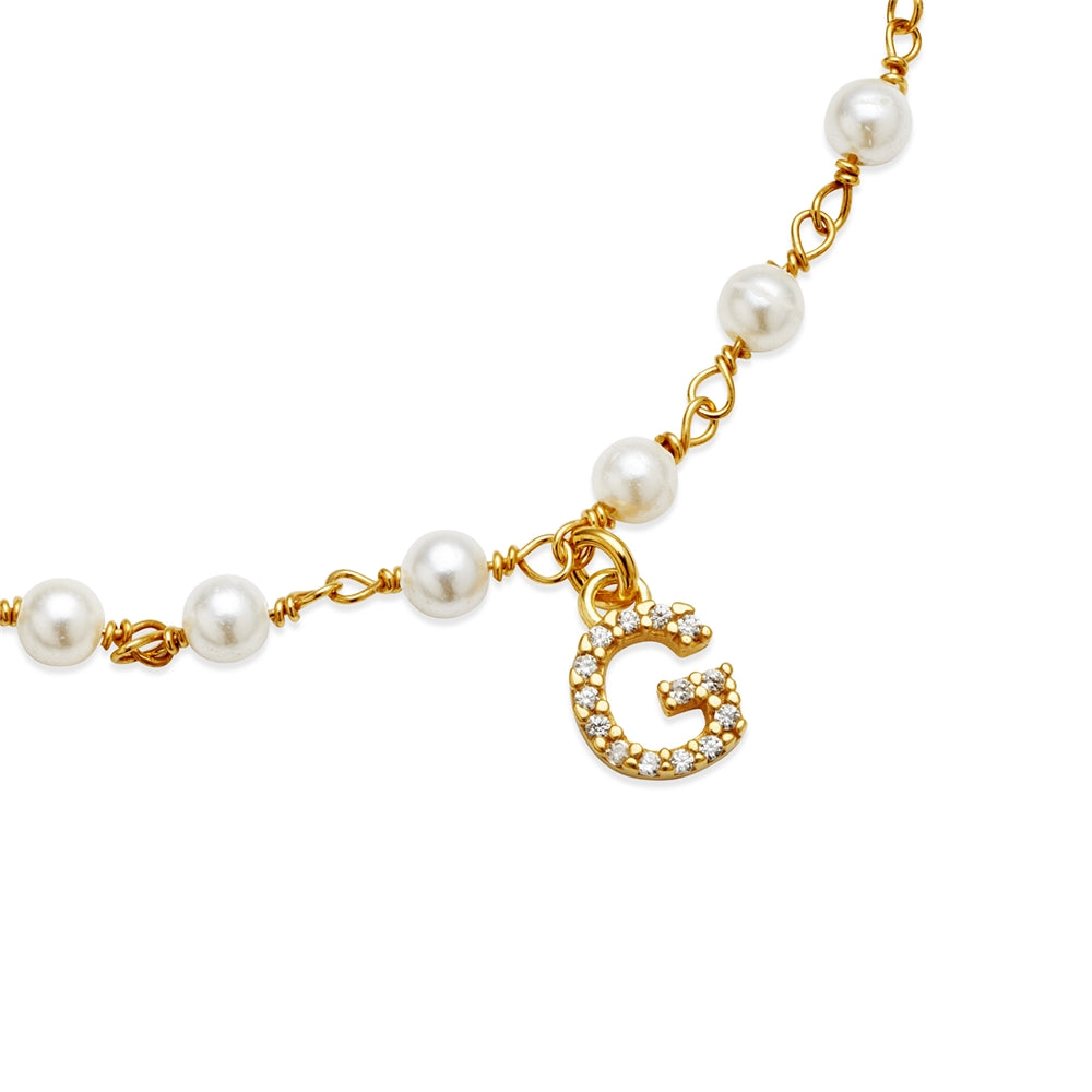 Argento Gold Letter Pearl Bracelet
