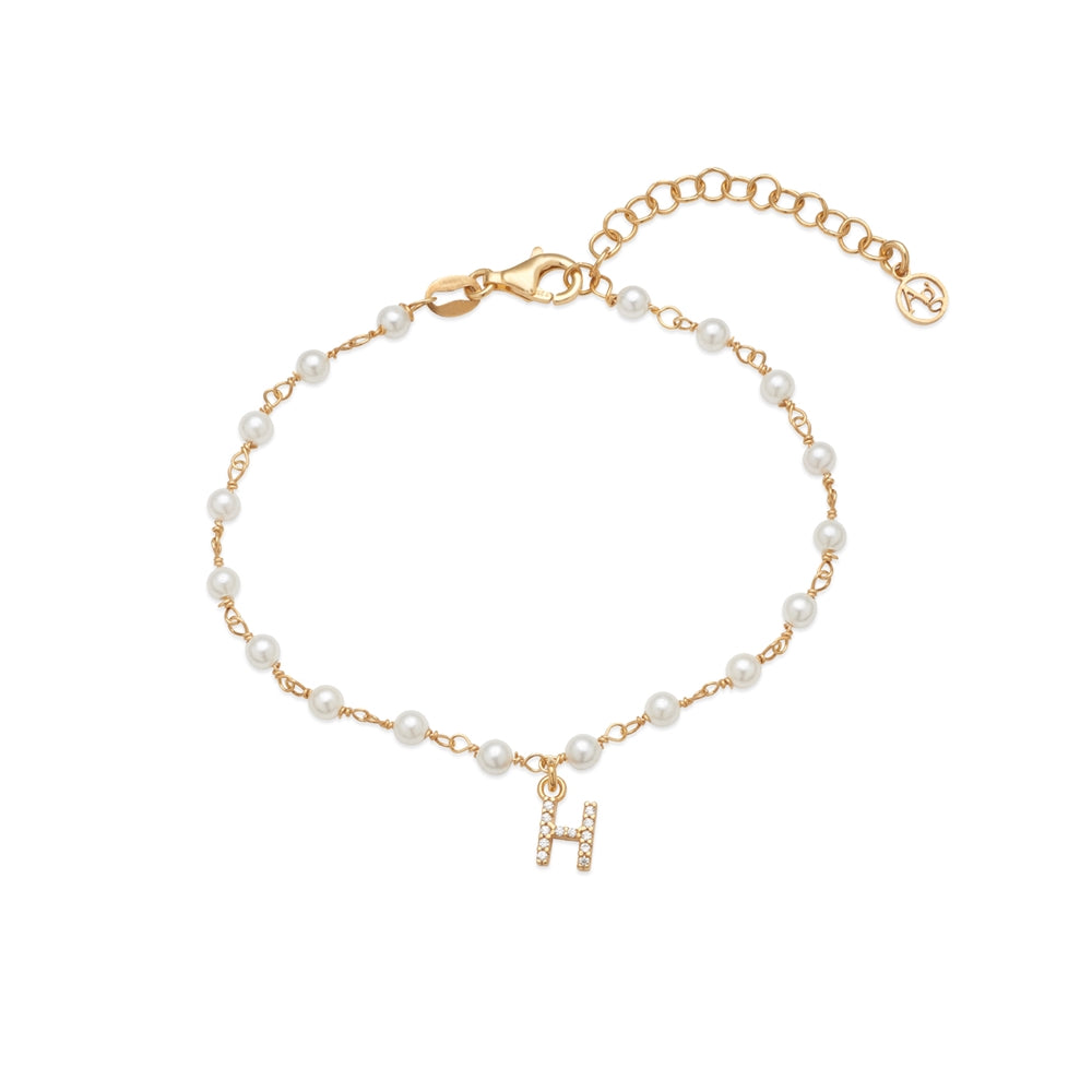 Argento Gold Letter Pearl Bracelet