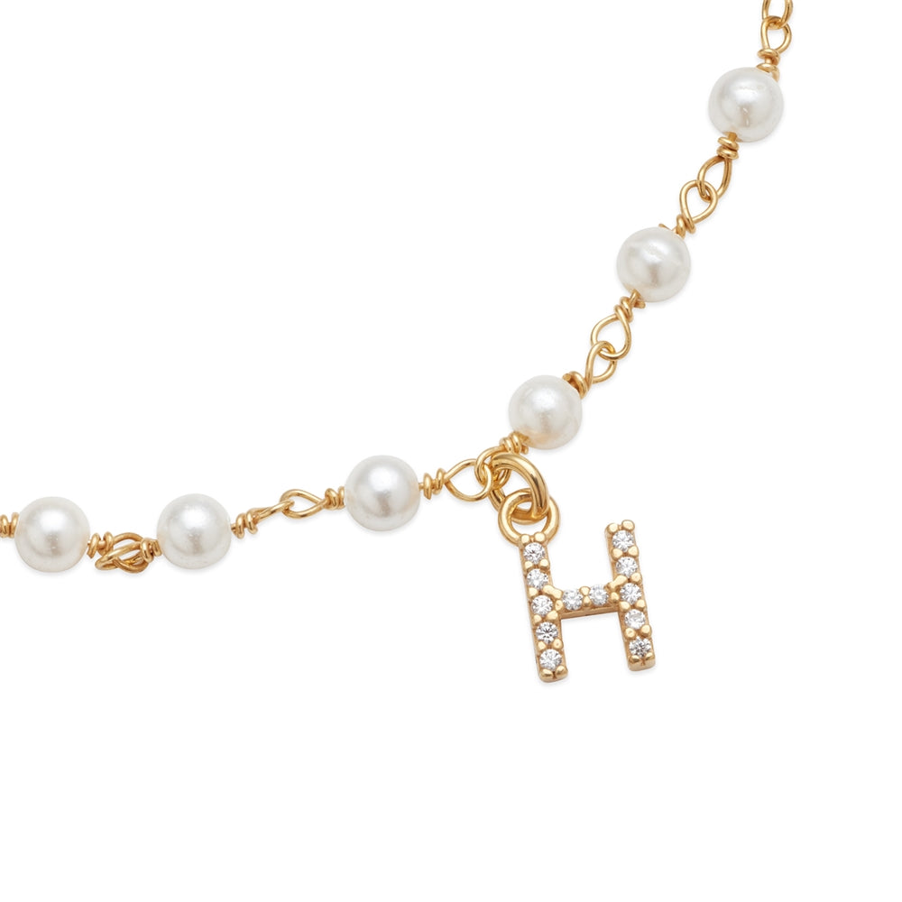 Argento Gold Letter Pearl Bracelet