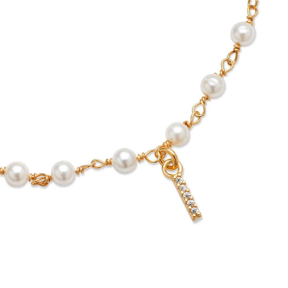 Argento Gold Letter Pearl Bracelet
