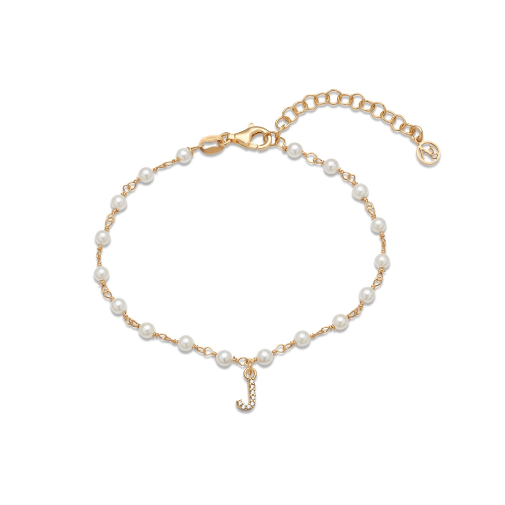 Argento Gold Letter Pearl Bracelet