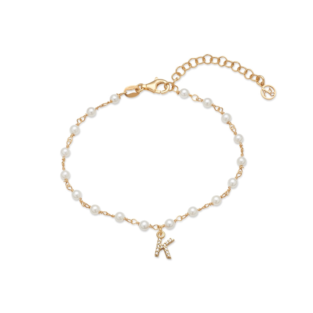 Argento Gold Letter Pearl Bracelet