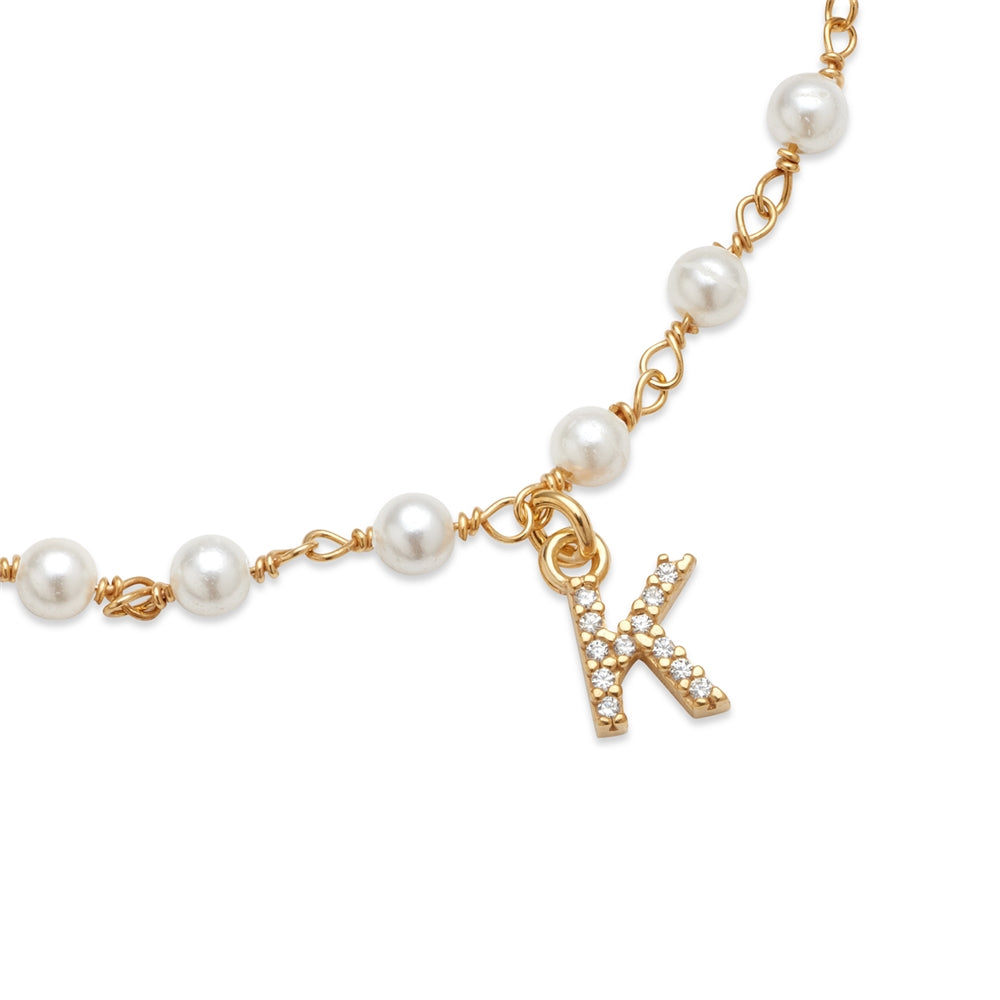 Argento Gold Letter Pearl Bracelet