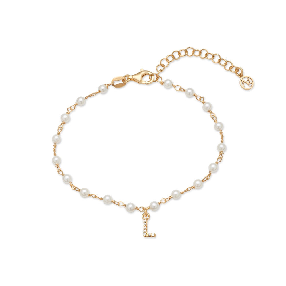 Argento Gold Letter Pearl Bracelet