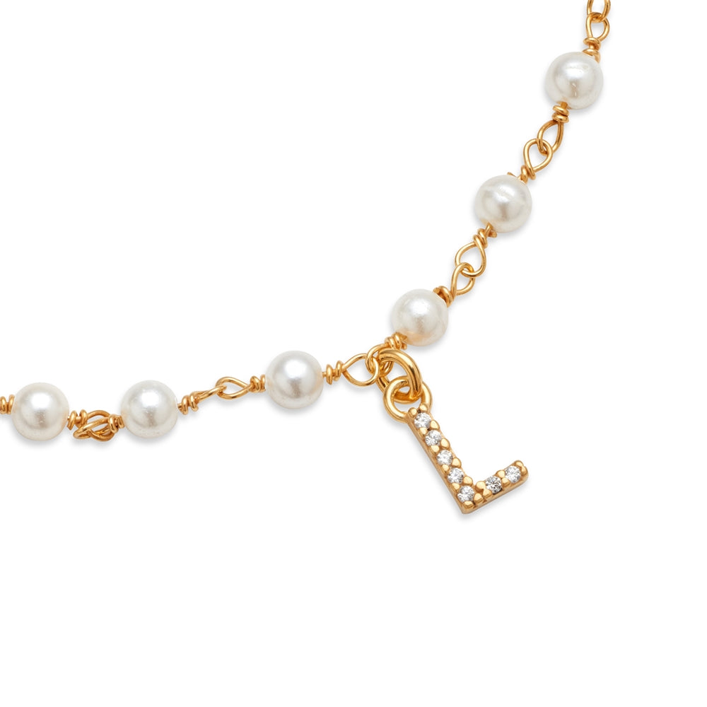 Argento Gold Letter Pearl Bracelet