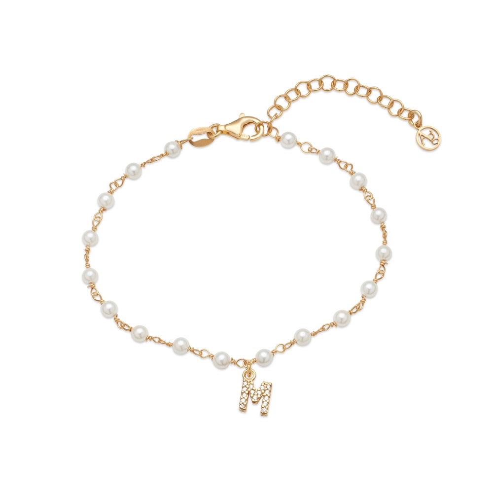 Argento Gold Letter Pearl Bracelet