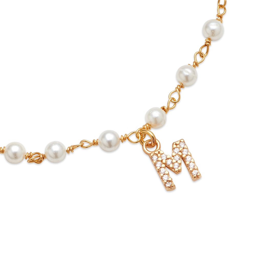 Argento Gold Letter Pearl Bracelet