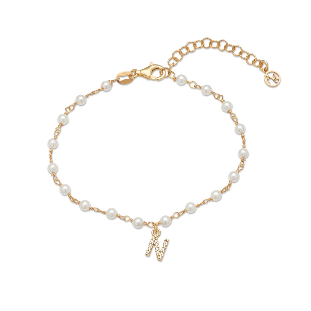 Argento Gold Letter Pearl Bracelet