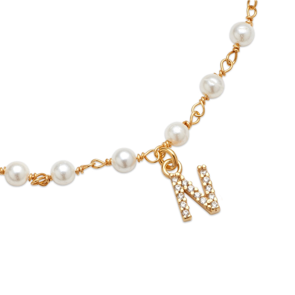 Argento Gold Letter Pearl Bracelet