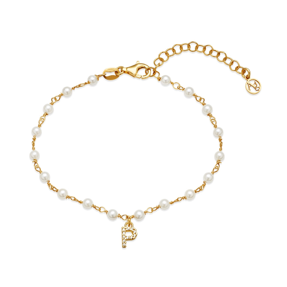 Argento Gold Letter Pearl Bracelet