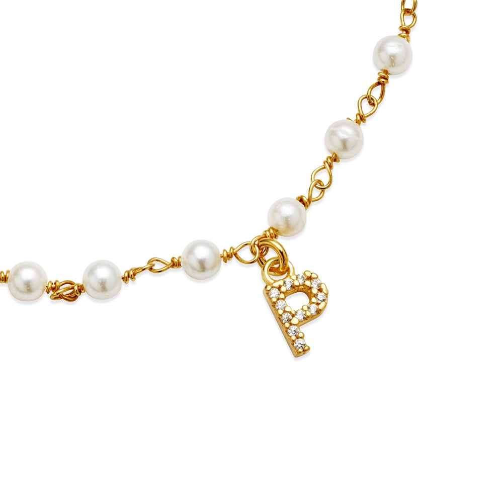 Argento Gold Letter Pearl Bracelet