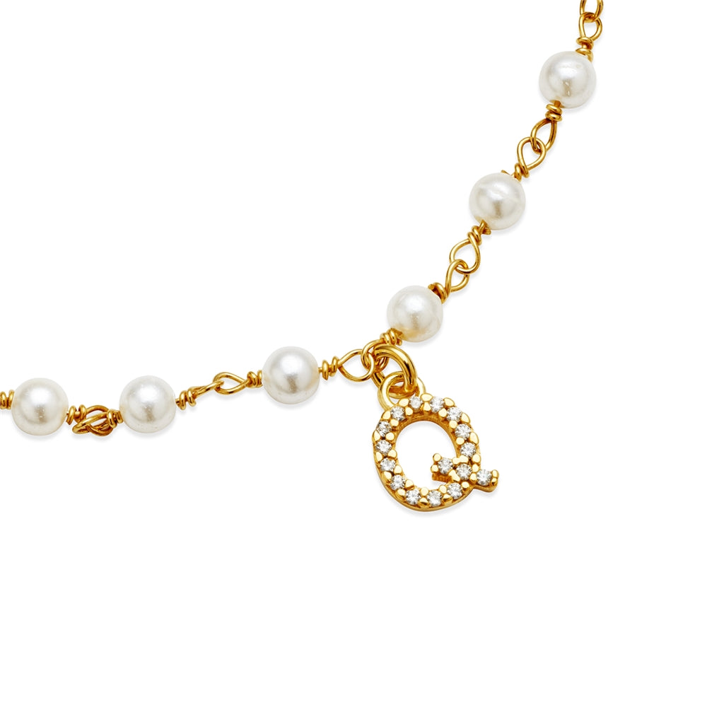 Argento Gold Letter Pearl Bracelet
