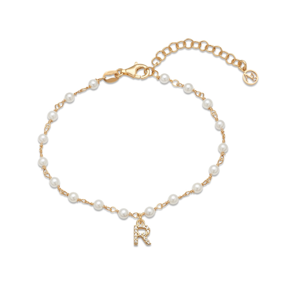 Argento Gold Letter Pearl Bracelet