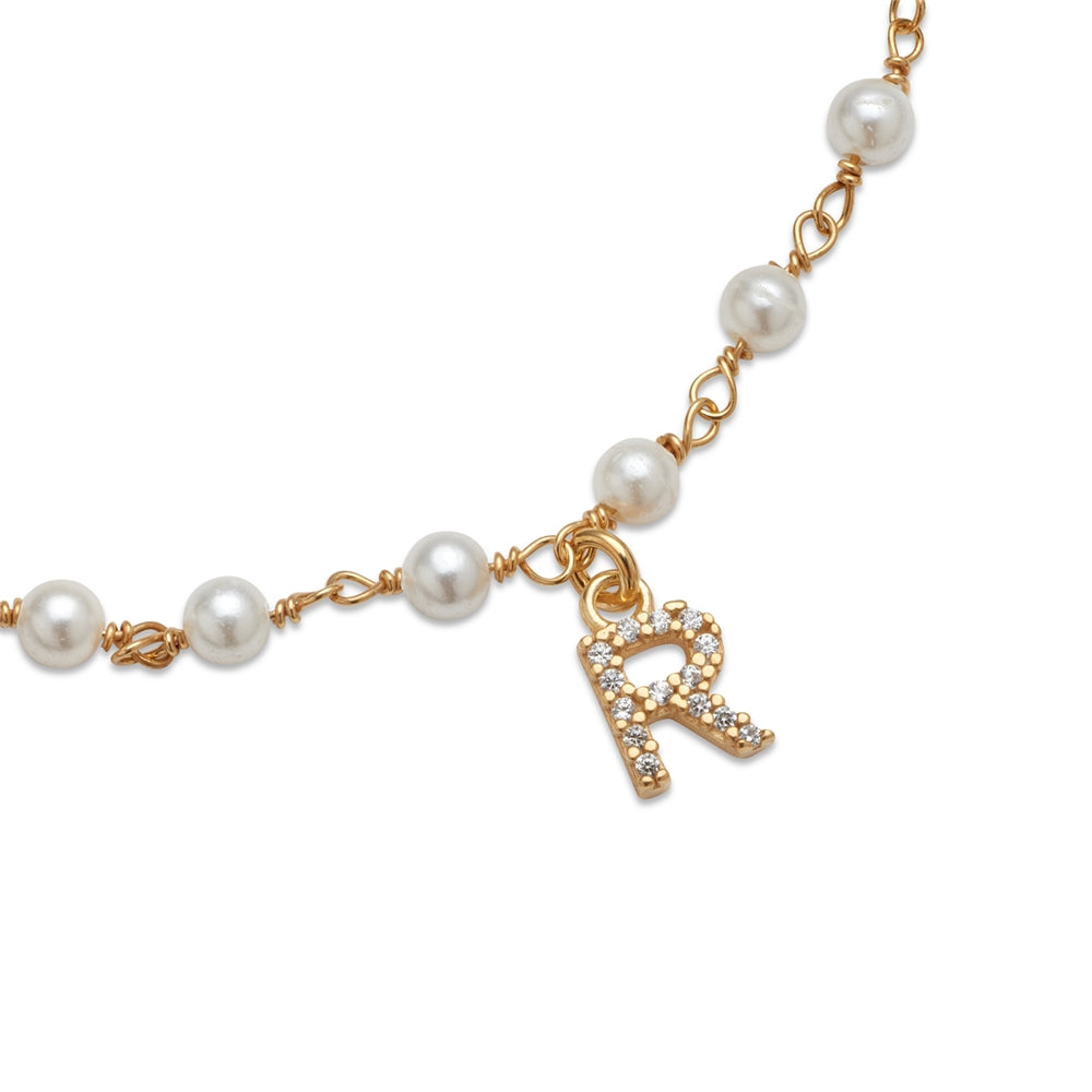 Argento Gold Letter Pearl Bracelet