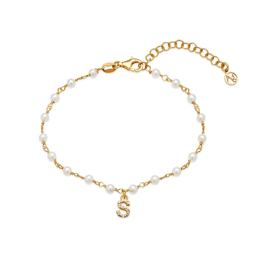 Argento Gold Letter Pearl Bracelet