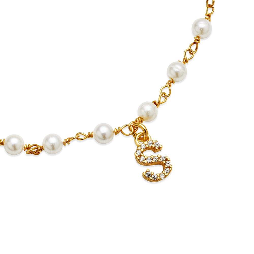 Argento Gold Letter Pearl Bracelet