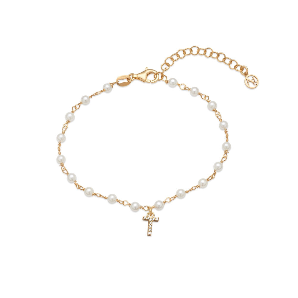 Argento Gold Letter Pearl Bracelet