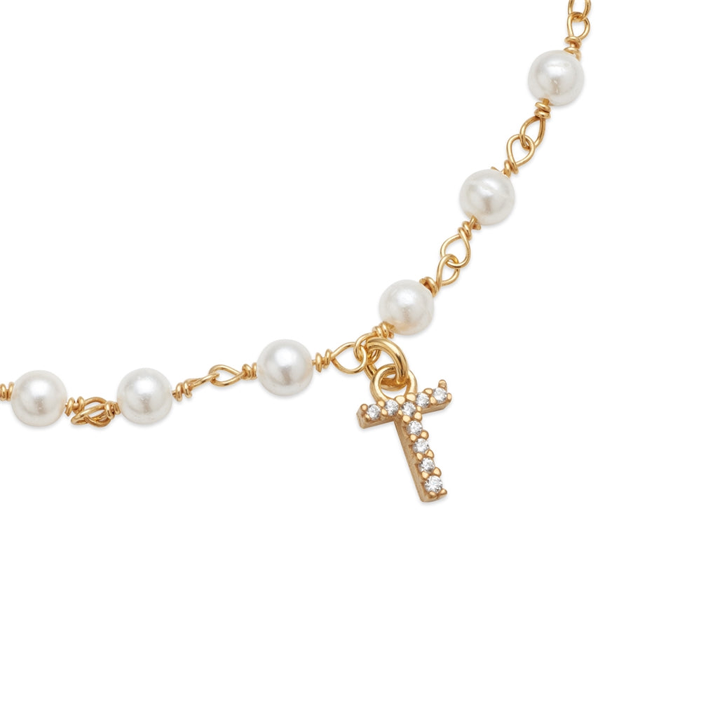 Argento Gold Letter Pearl Bracelet
