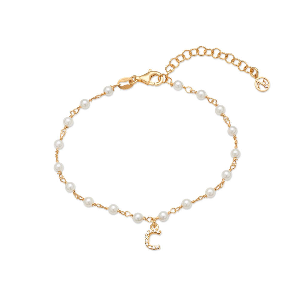Argento Gold Letter Pearl Bracelet