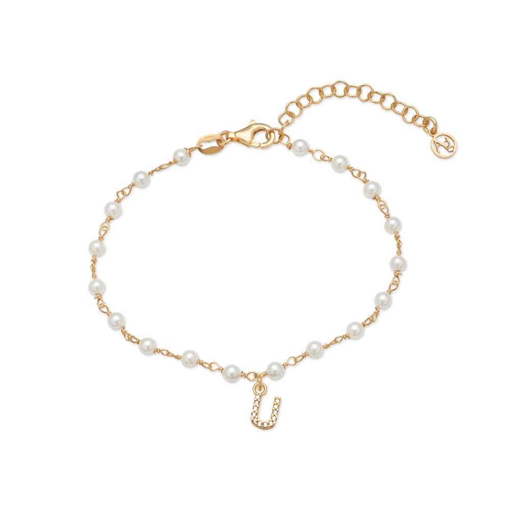 Argento Gold Letter Pearl Bracelet