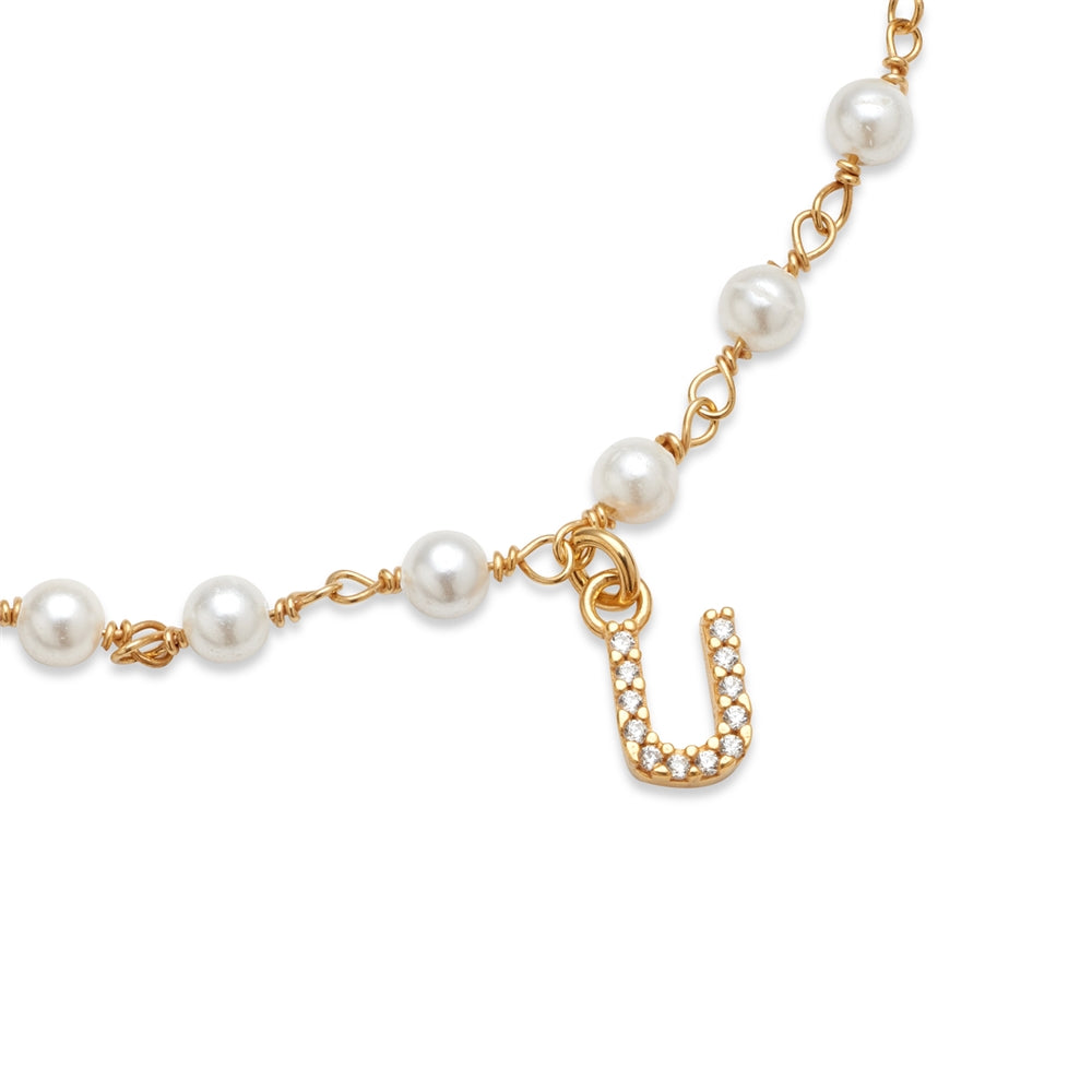 Argento Gold Letter Pearl Bracelet