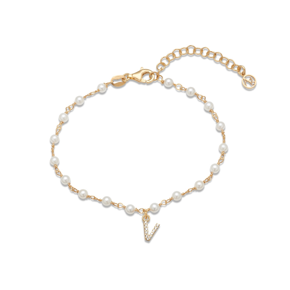 Argento Gold Letter Pearl Bracelet