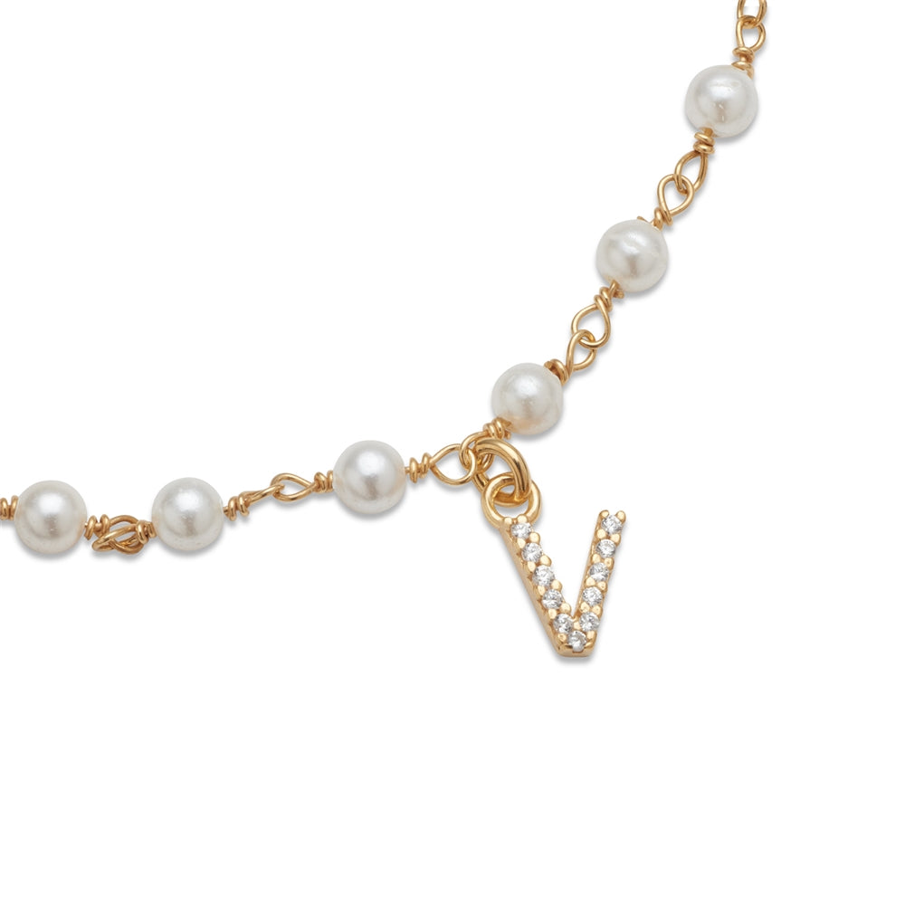 Argento Gold Letter Pearl Bracelet