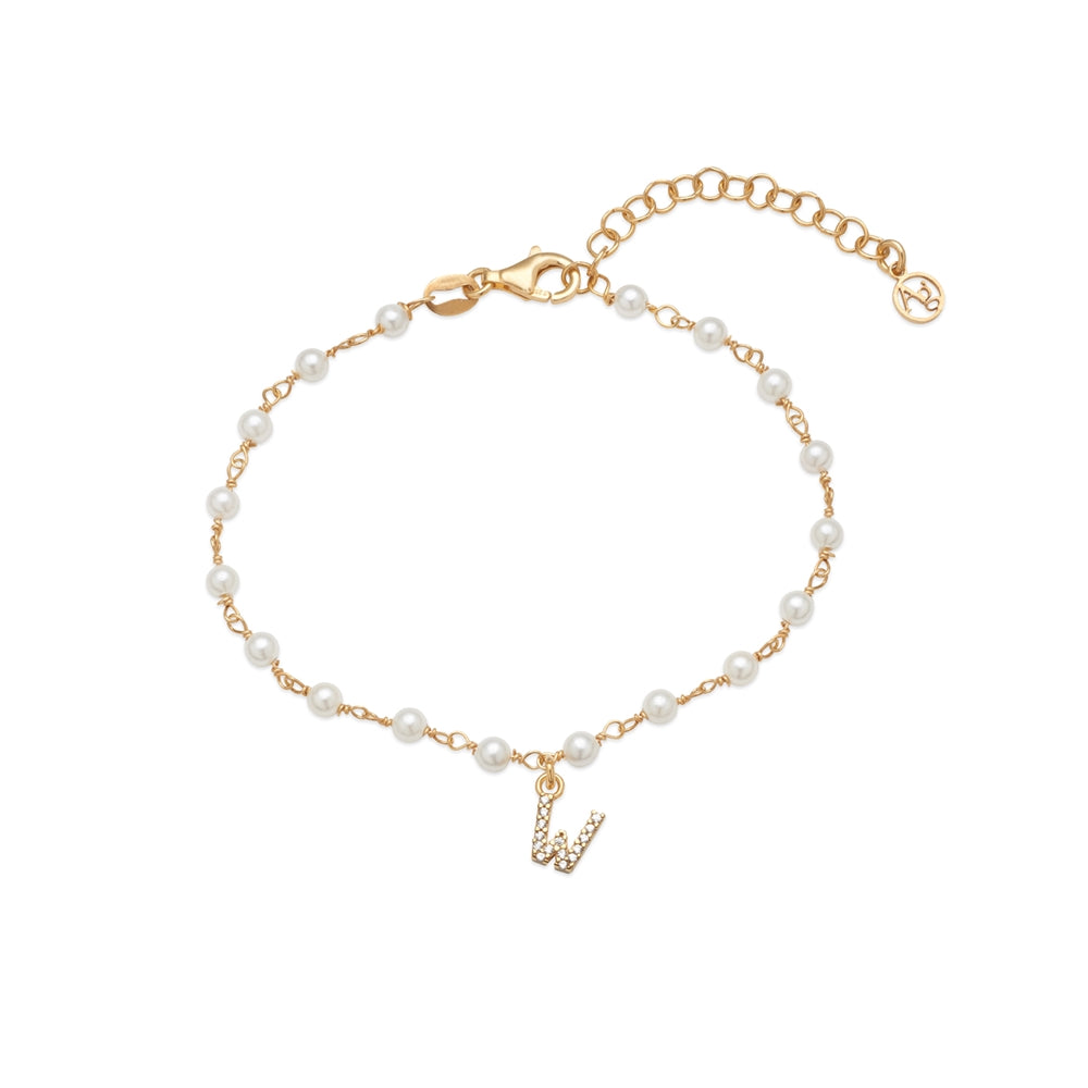 Argento Gold Letter Pearl Bracelet