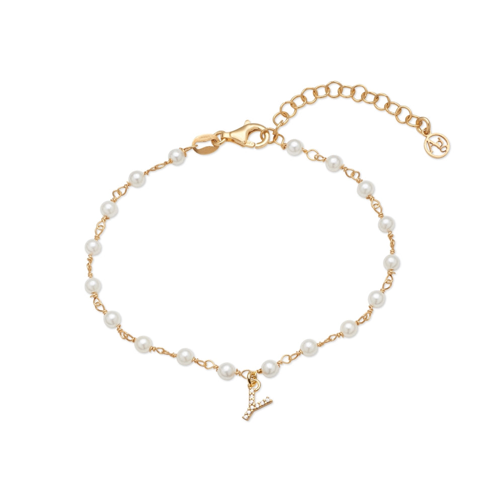 Argento Gold Letter Pearl Bracelet